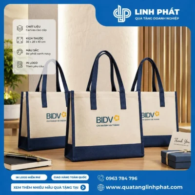 úi vải canvas in logo BIDV
